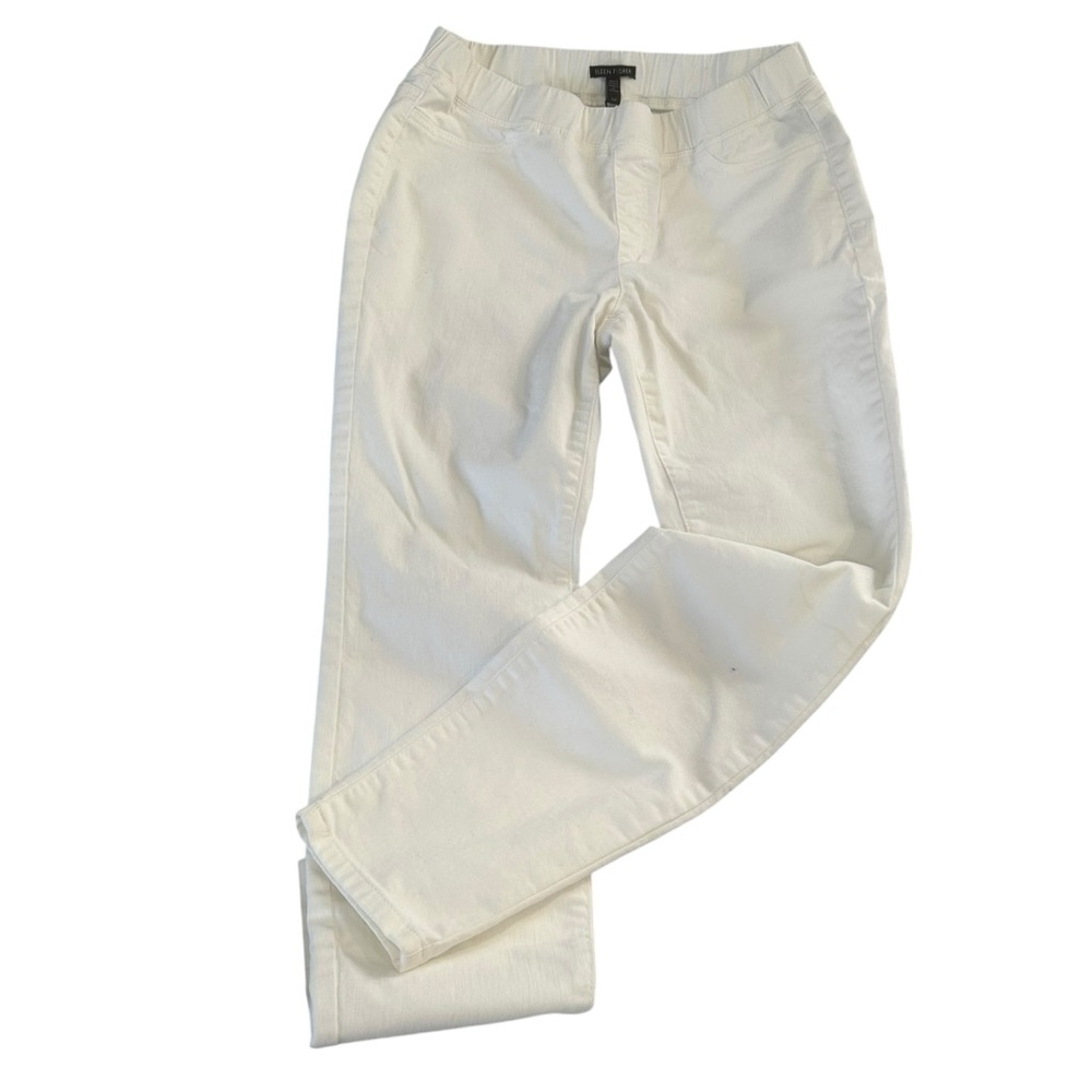 Eileen Fisher sz small petite Organic cotton Stretch white Jegging Jean pull on
